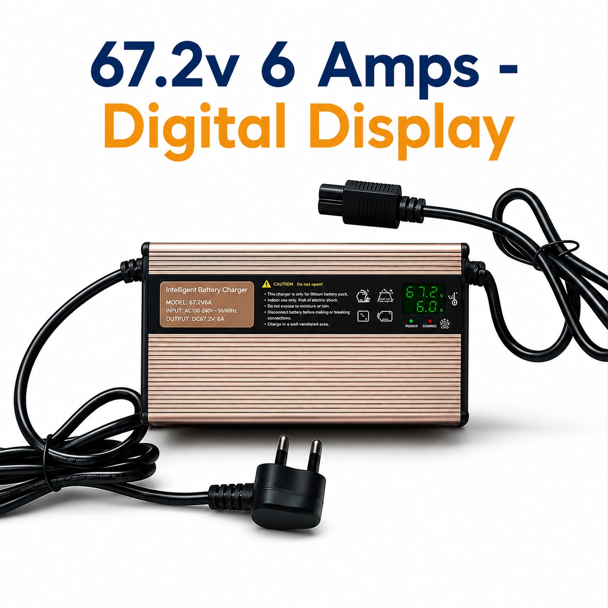 60v 6Amps (67.2v Cut Off) - Metal Body - Digital Display - Li Ion Charger