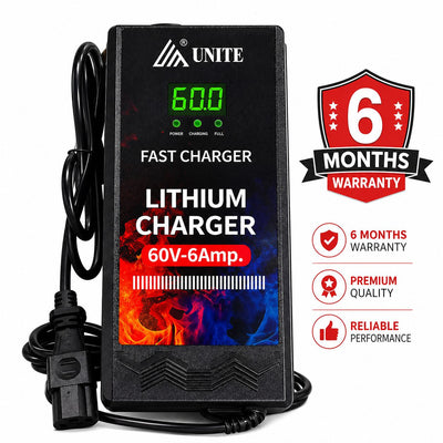 60v 6Amps - 67.2v Cut Off - FIBER BODY with Digital Display - Li Ion Charger - 6 Months Warranty