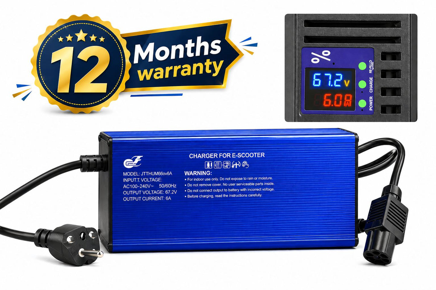 60v 6Amps - 67.2v Cut Off - METAL Body with DIGITAL DISPLAY - Value for Money (VFM) Quality - 1 Year Warranty
